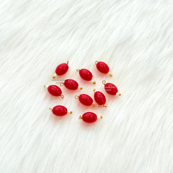 Red Jhumka Beads - 10 Pcs